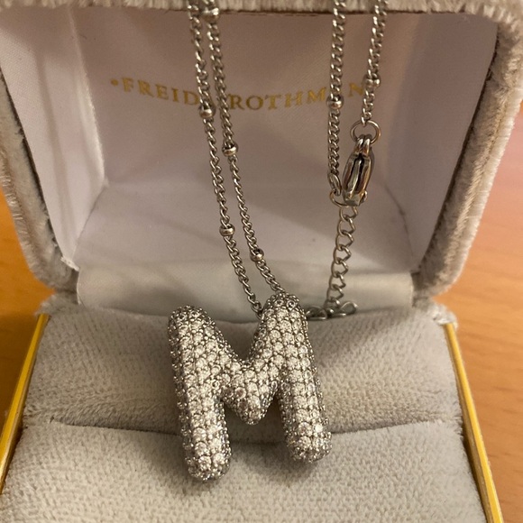 M Letter Bubble Initial Pendant Necklace - Picture 2 of 5